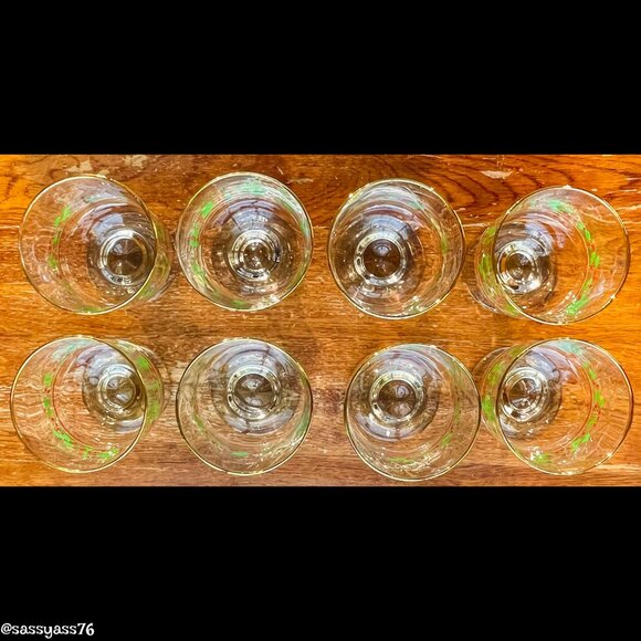 🆕VTG▪️LIBBEY▪️ARBY'S Set of 8 Holly & Berry Gold Trim Stemmed Dessert Glasses - Picture 5 of 6